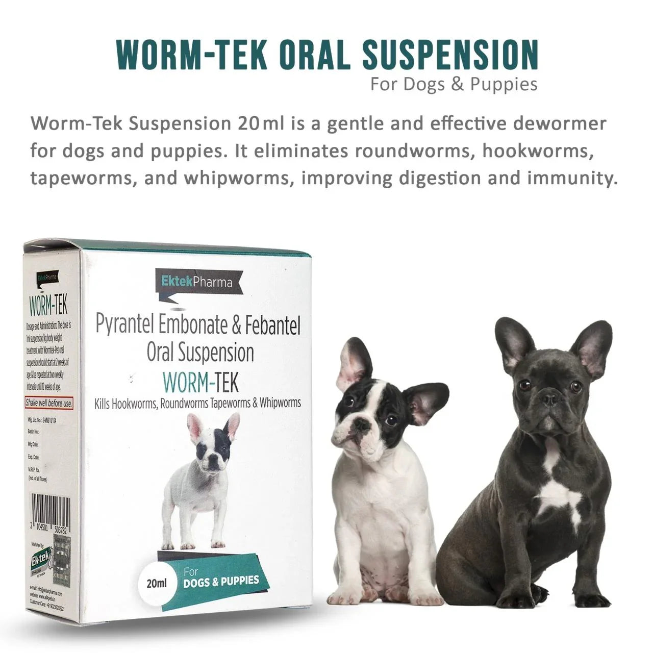 Worm-Tek Oral Suspension 20ml (For Dogs & Puppies)(Pack of 2)